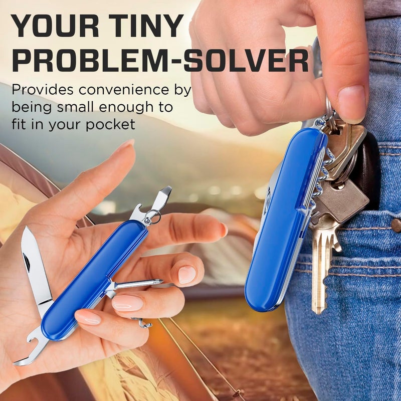 GOOD WORKER Small Pocket Knife 6 in 1 - Keychain Multitool - Compact Kids Pocket Knife with Bottle Opener, Can Opener, Corkscrew, Phillips Screwdriver - EDC Gift for Men, Women, Camping, Hiking, Travel - 5005 - Image 3